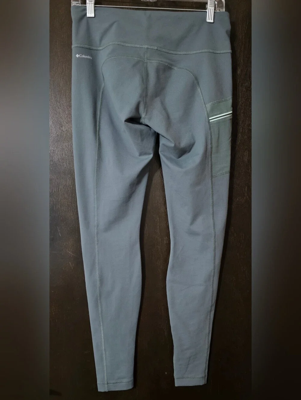 Columbia Luminary Performance Leggings Green/Gray Zip Pocket Women's Sz Small